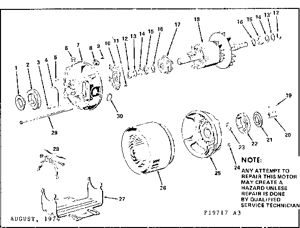 3 H.p. Belted Fan & Blower Split-phase A.c. Motor Diagram and Parts List for 11319717  Craftsman Miscellaneous