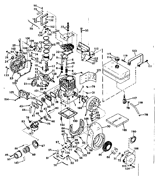 Basic Engine Diagram and Parts List for 143576072  Craftsman Engine