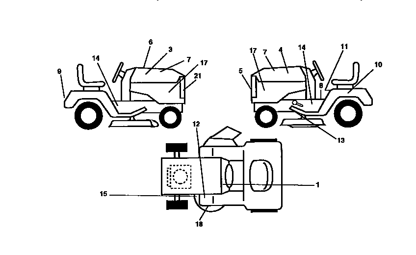 Decals Diagram and Parts List for 917258501  Craftsman Lawn Tractor