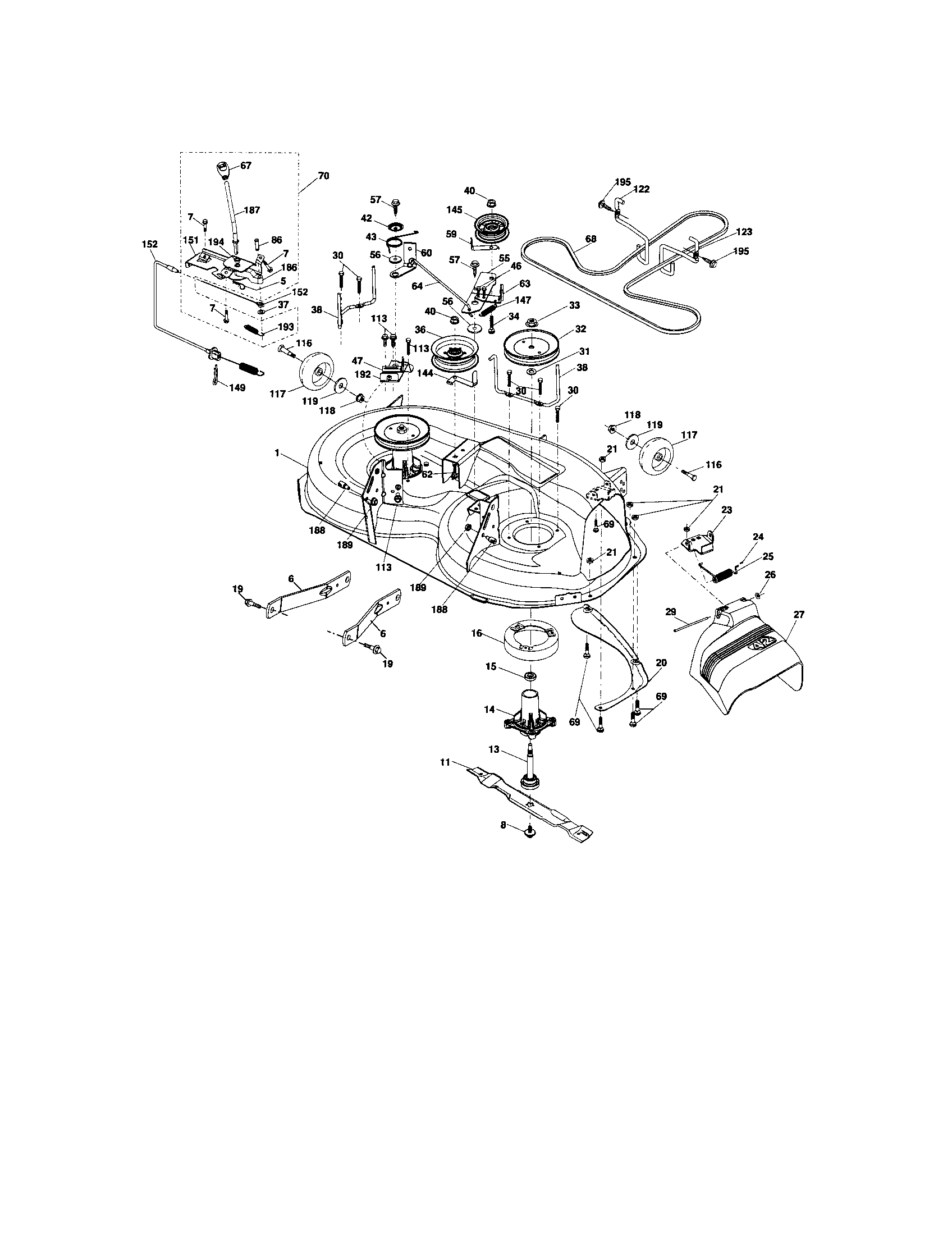 Mower Deck Diagram and Parts List for 917287120  Craftsman Lawn Tractor