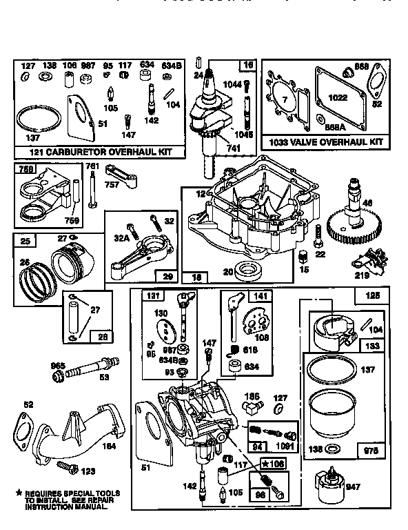 Engine 28n707-0636-a1 (71/500) Diagram and Parts List for 50028N707-0636-A1  Craftsman Engine