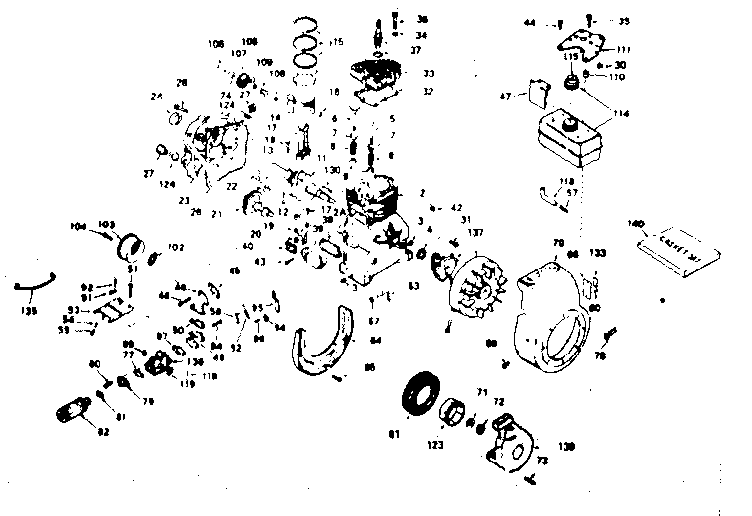 Basic Engine Diagram and Parts List for 143631022  Craftsman Engine