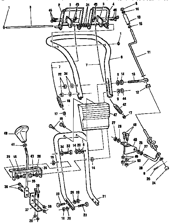 Upper Handle Assembly Diagram and Parts List for 88426  Craftsman Snow Blower