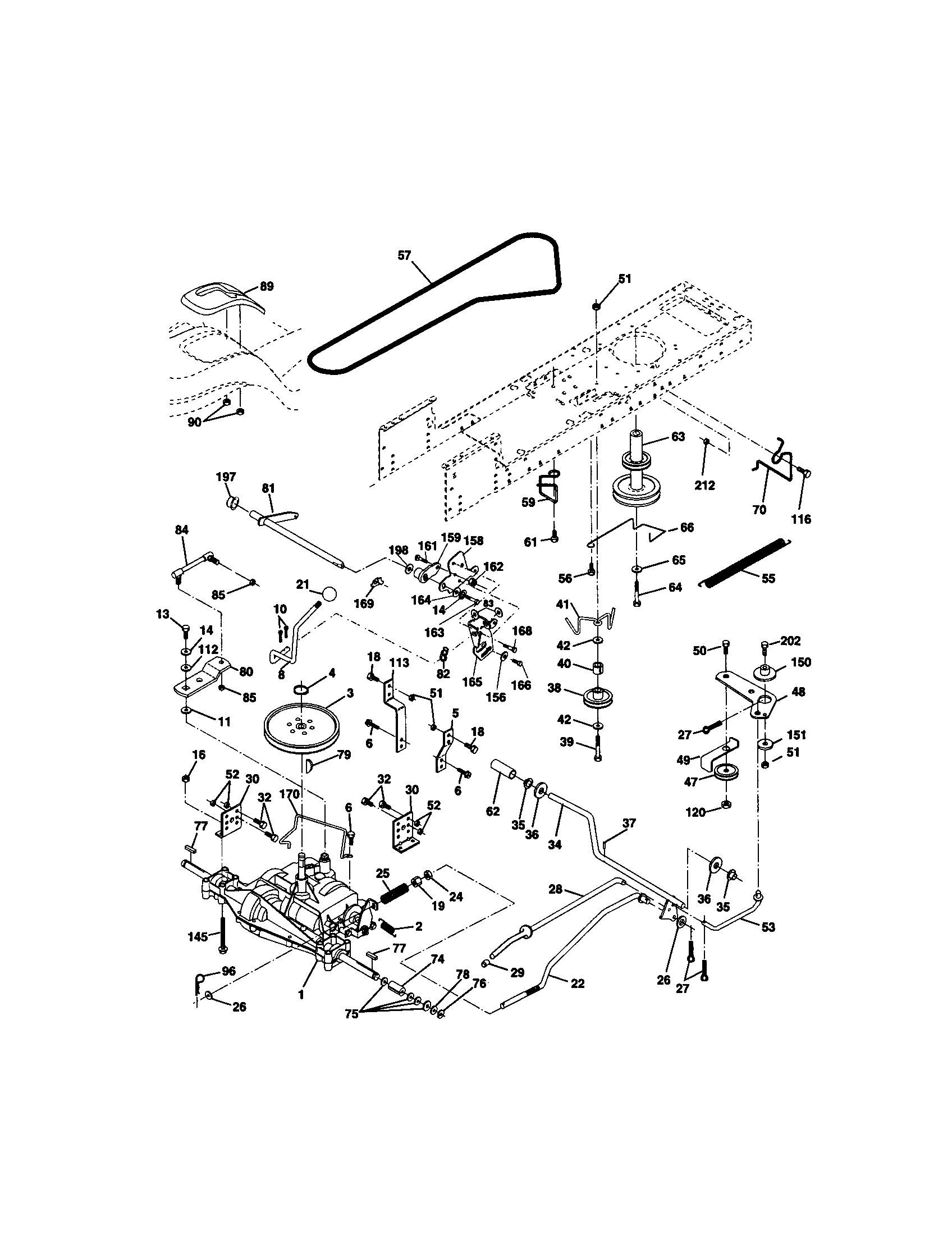 Ground Drive Diagram and Parts List for 917271054  Craftsman Lawn Tractor