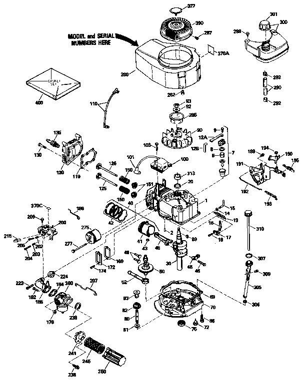 Replacement Parts Diagram and Parts List for 143434122  Craftsman Engine