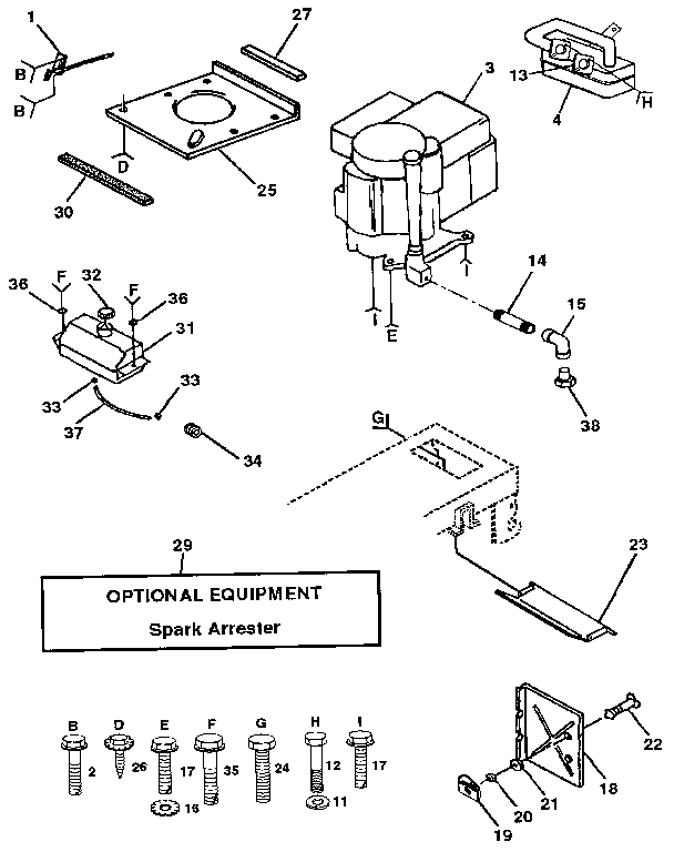 Engine Diagram and Parts List for 917255582  Craftsman Lawn Tractor