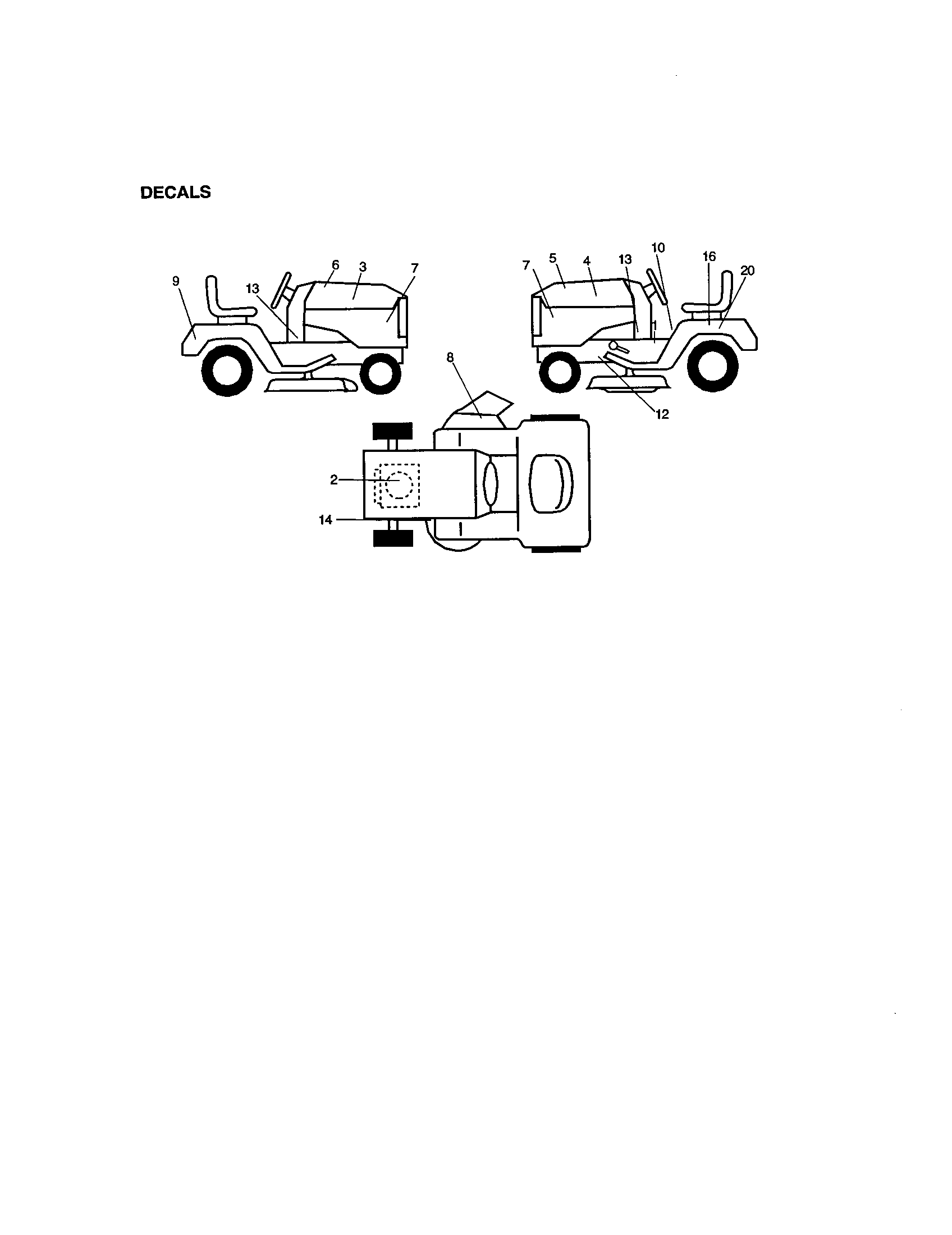 Decals Diagram and Parts List for 917272063  Craftsman Lawn Tractor