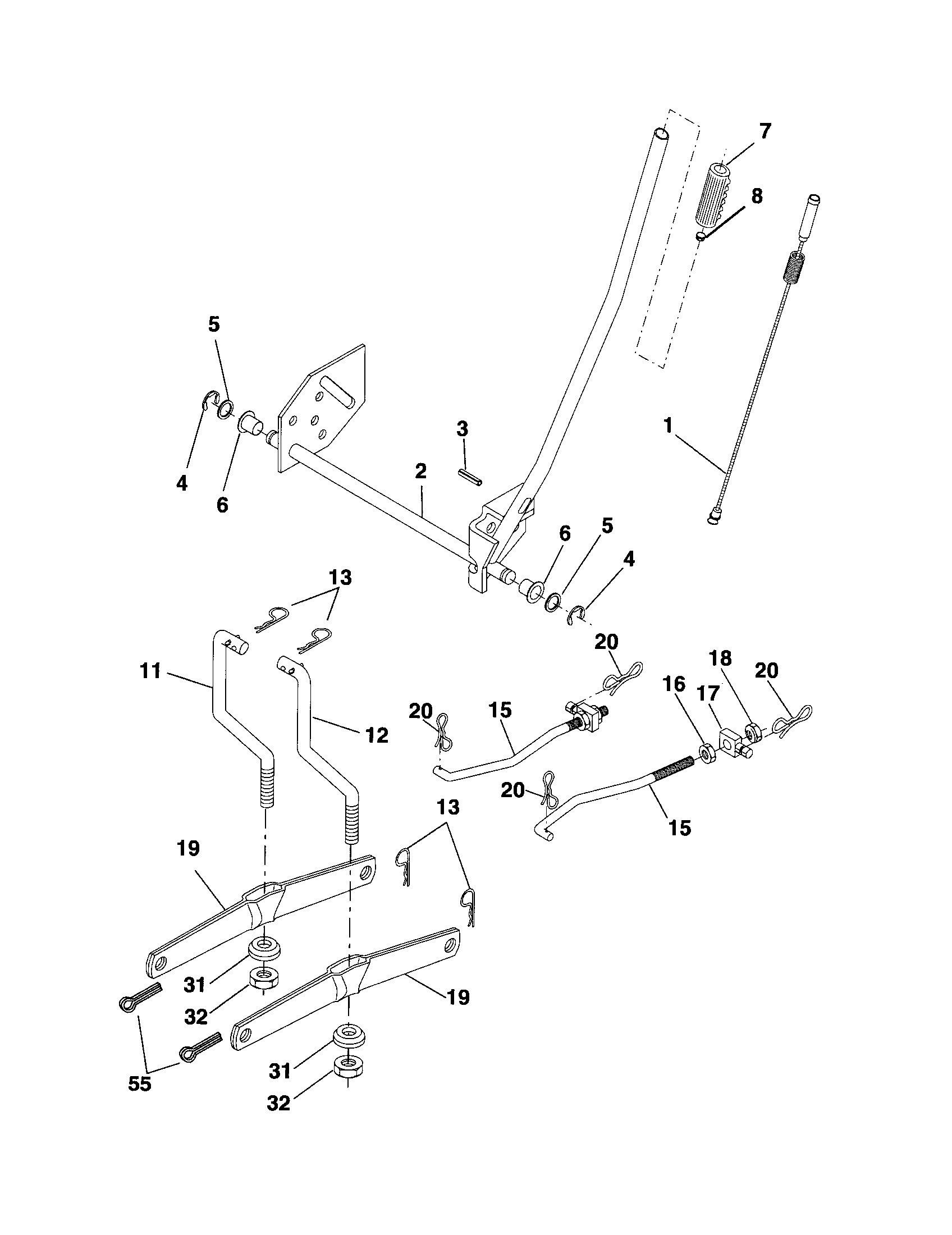 Lift Diagram and Parts List for 917256340  Craftsman Lawn Tractor