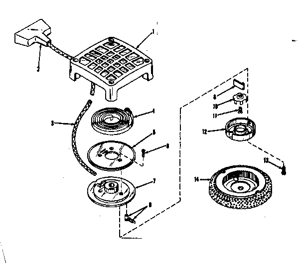 Rewind Starter Diagram and Parts List for 14336252  Craftsman Engine