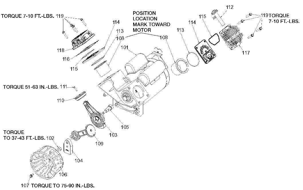 PUMP Diagram and Parts List for 919-72850 Type 0 Craftsman Compressor