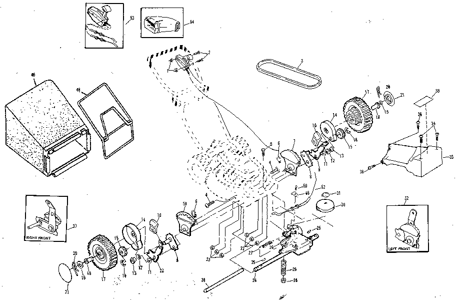 Drive Assembly Diagram and Parts List for 917372190  Craftsman Lawn Mower