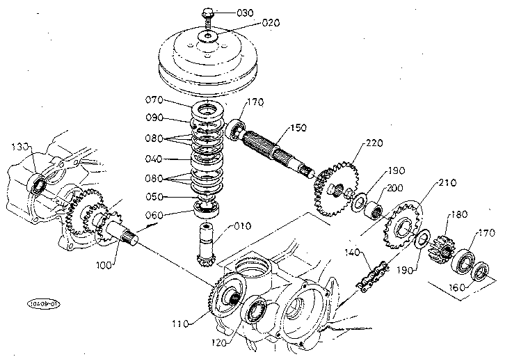 Second Shaft - Third Shaft Diagram and Parts List for 3904  Craftsman Lawn Mower