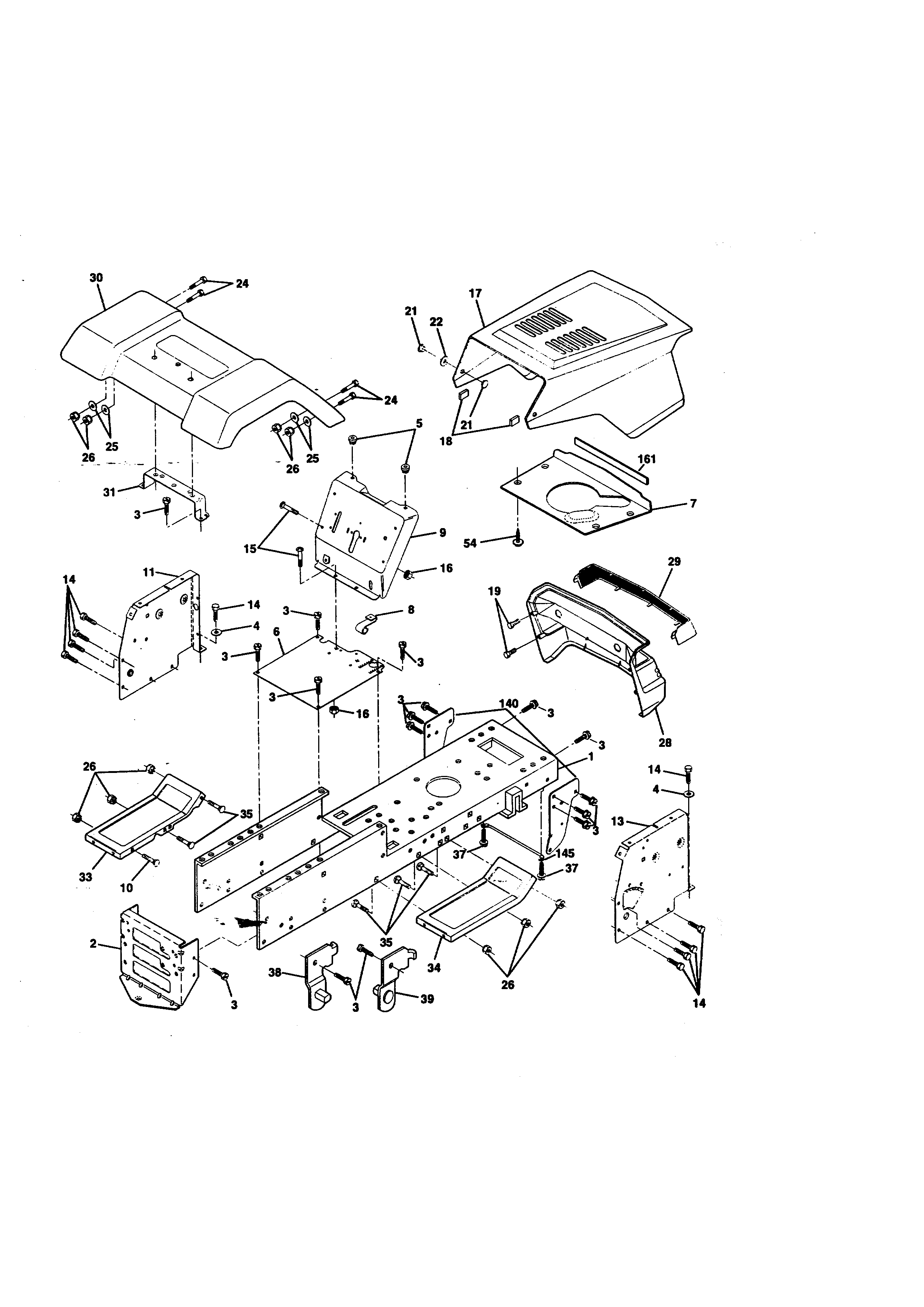 Chassis And Enclosures Diagram and Parts List for 917270412  Craftsman Lawn Tractor