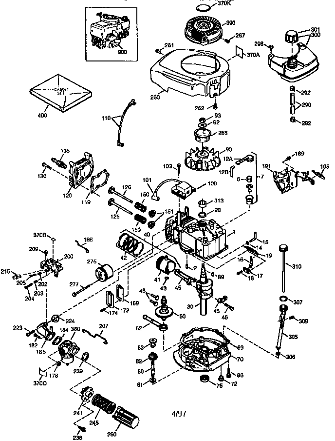 Engine  (71/143) 143.974012 Diagram and Parts List for 143974012  Craftsman Engine