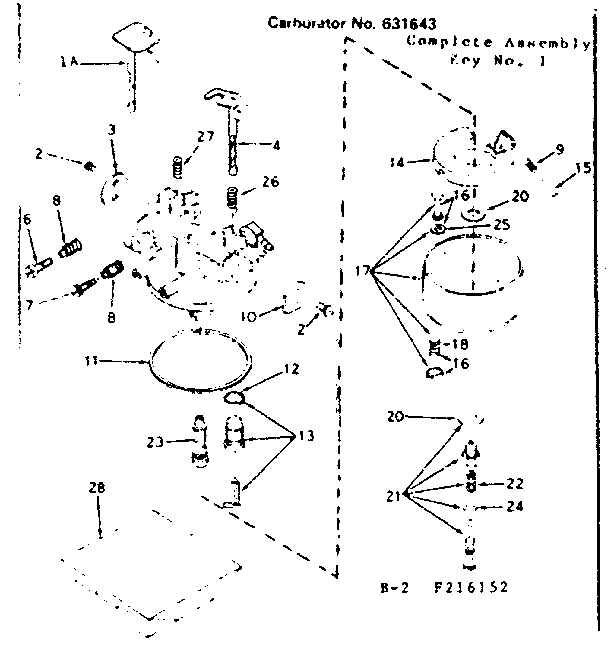Carburetor Diagram and Parts List for 143216152  Craftsman Engine