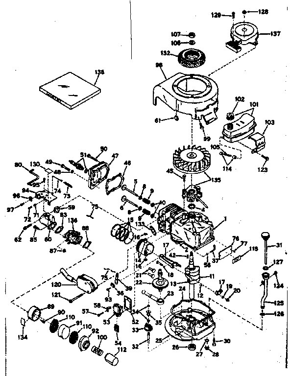Basic Engine Diagram and Parts List for 143144022  Craftsman Engine