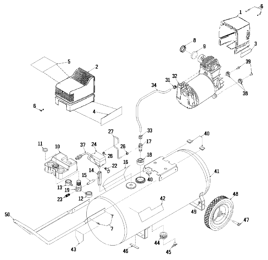 Default Diagram and Parts List for 919-16518 Type 0 Craftsman Compressor