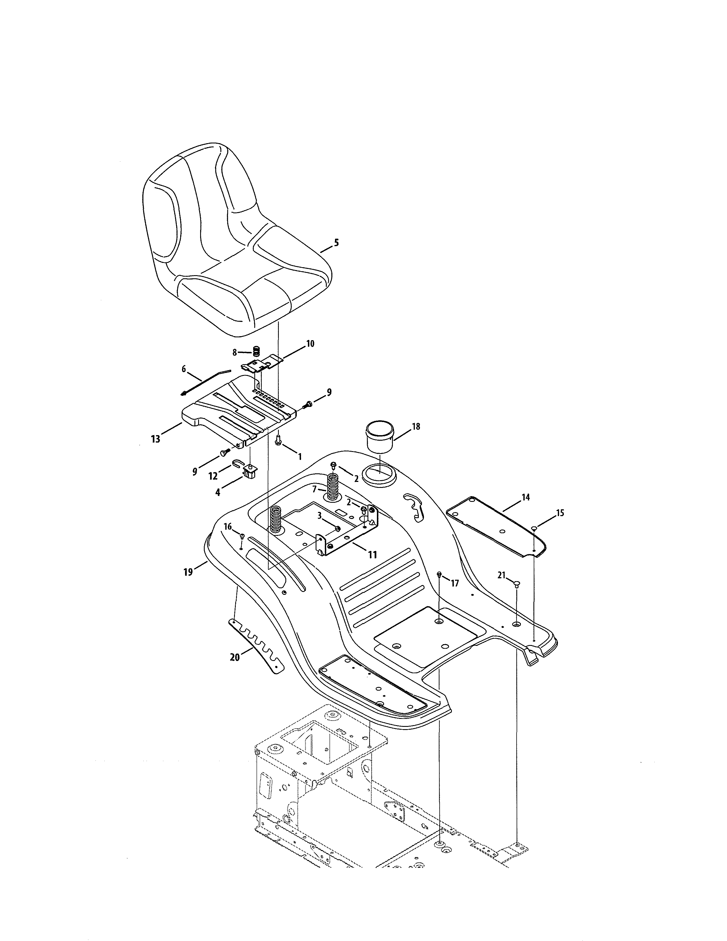 Seat/fender Diagram and Parts List for 247273740  Craftsman Lawn Tractor
