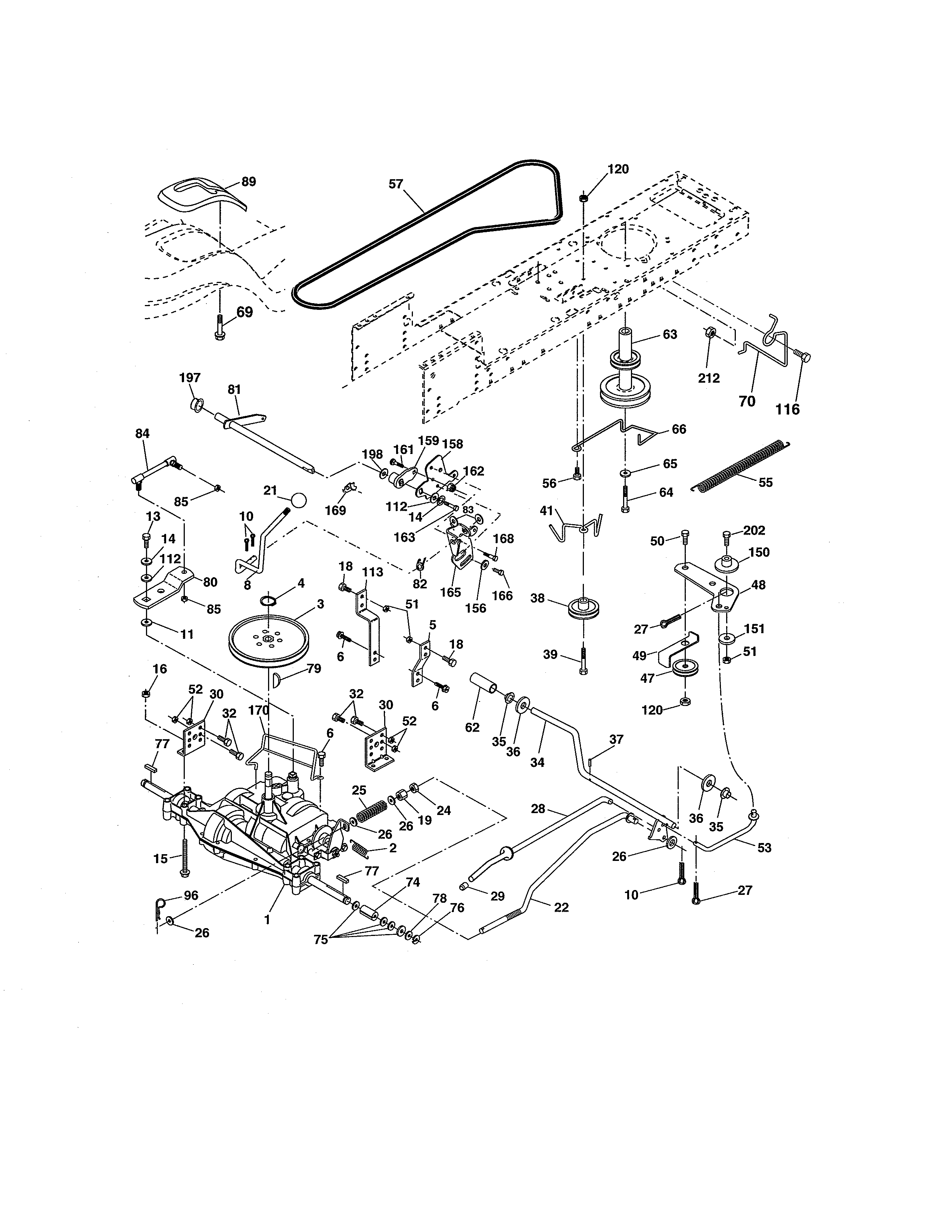 Ground Drive Diagram and Parts List for 917280152  Craftsman Lawn Tractor