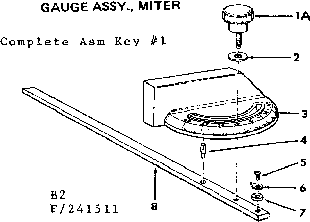 Gauge Assembly, Miter Diagram and Parts List for 22237  Craftsman Table Saw