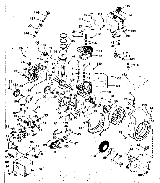 Basic Engine Diagram and Parts List for 143584122  Craftsman Engine