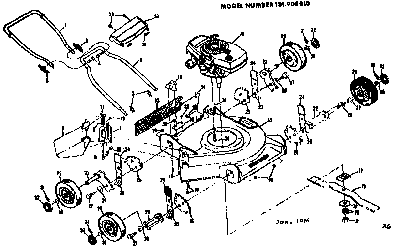 Replacement Parts Diagram and Parts List for 131908210  Craftsman Lawn Mower