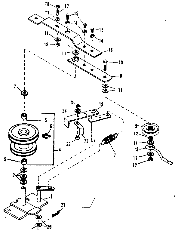 Pulley Assembly Diagram and Parts List for 842240721  Craftsman Snow Blower