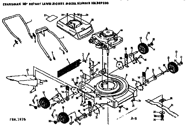 Replacement Parts Diagram and Parts List for 131907230  Craftsman Lawn Mower