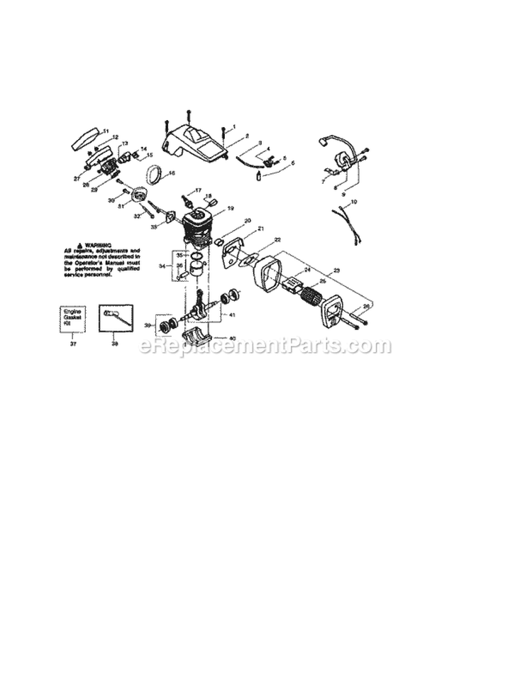 Shield And Cylinder Diagram and Parts List for 944411362  Craftsman Chainsaw