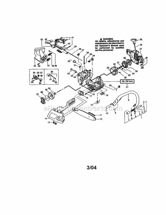 Page A Diagram and Parts List for 944411363  Craftsman Chainsaw