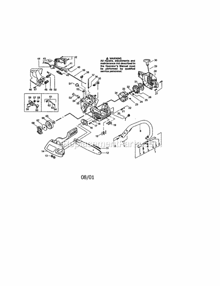 Chassis Diagram and Parts List for 944411370  Craftsman Chainsaw