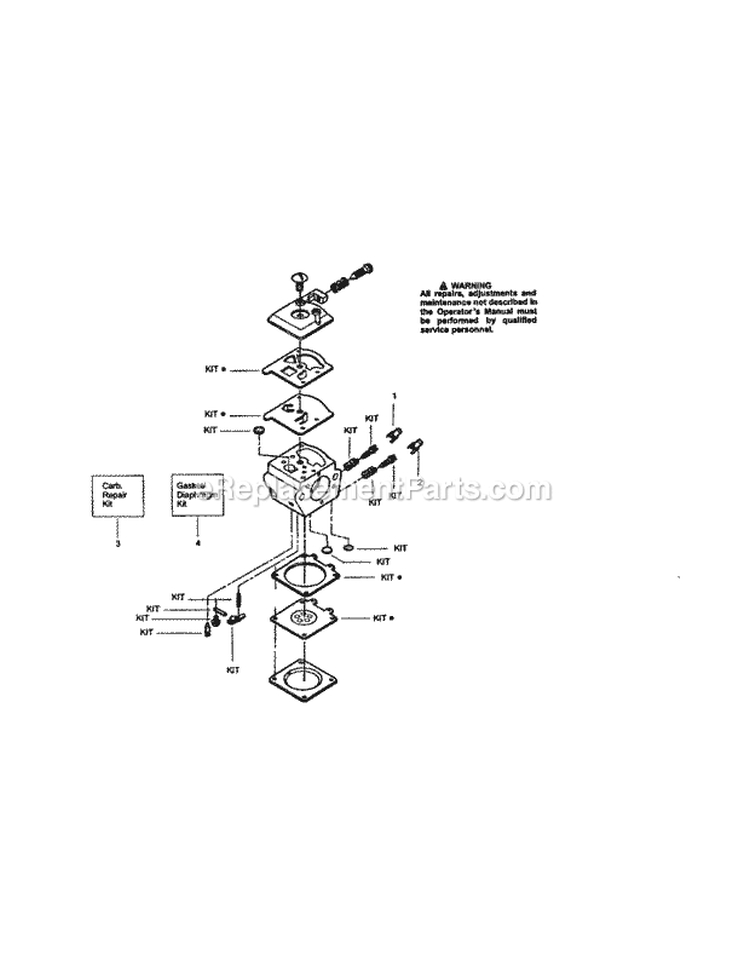 Carburetor Diagram and Parts List for 944411370  Craftsman Chainsaw