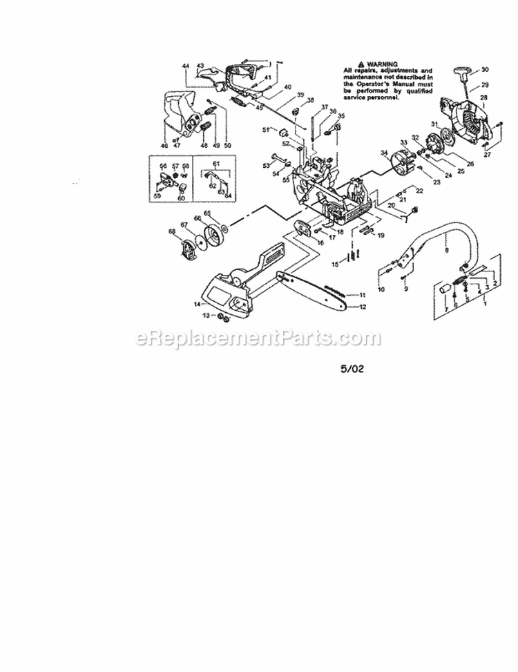Chassis / Chain / Bar Diagram and Parts List for 944411371  Craftsman Chainsaw