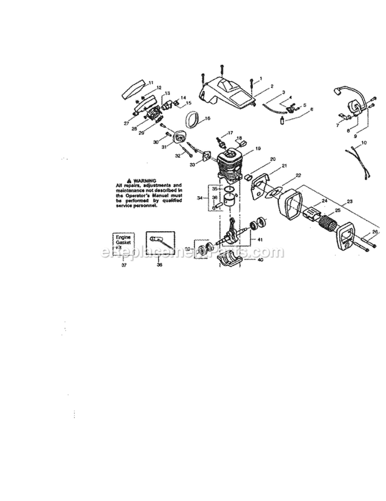 Cylinder / Cylinder Shield Diagram and Parts List for 944411371  Craftsman Chainsaw