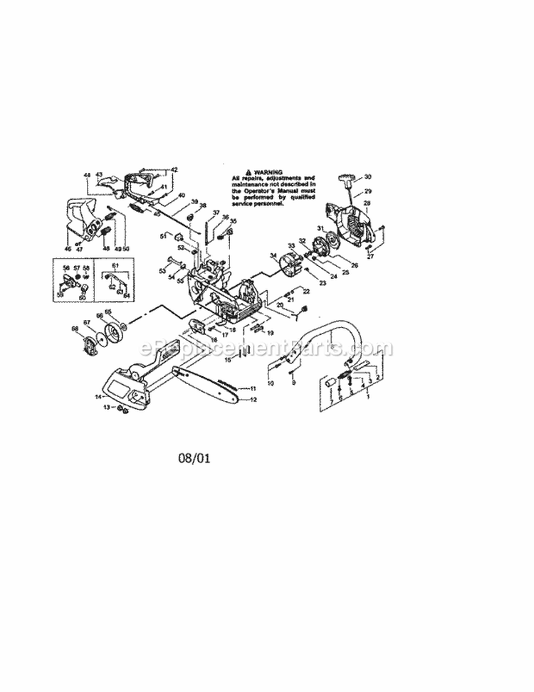 Chassis Diagram and Parts List for 944411420  Craftsman Chainsaw