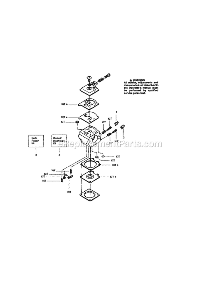 Carburetor Diagram and Parts List for 944411420  Craftsman Chainsaw