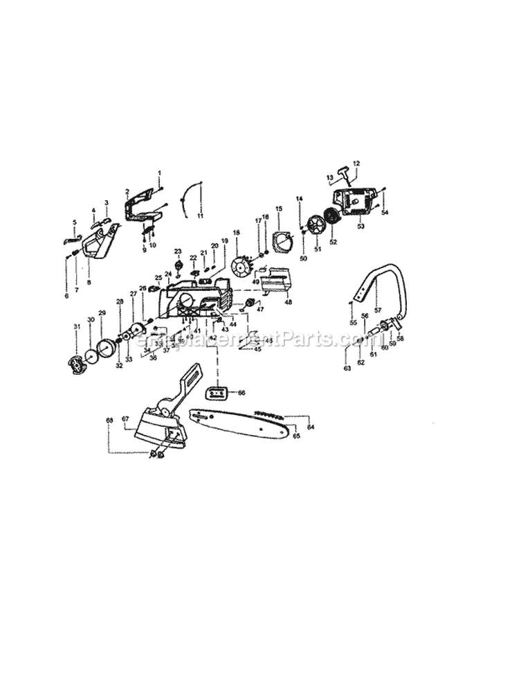 Chassis / Chain / Bar Diagram and Parts List for 944411461  Craftsman Chainsaw