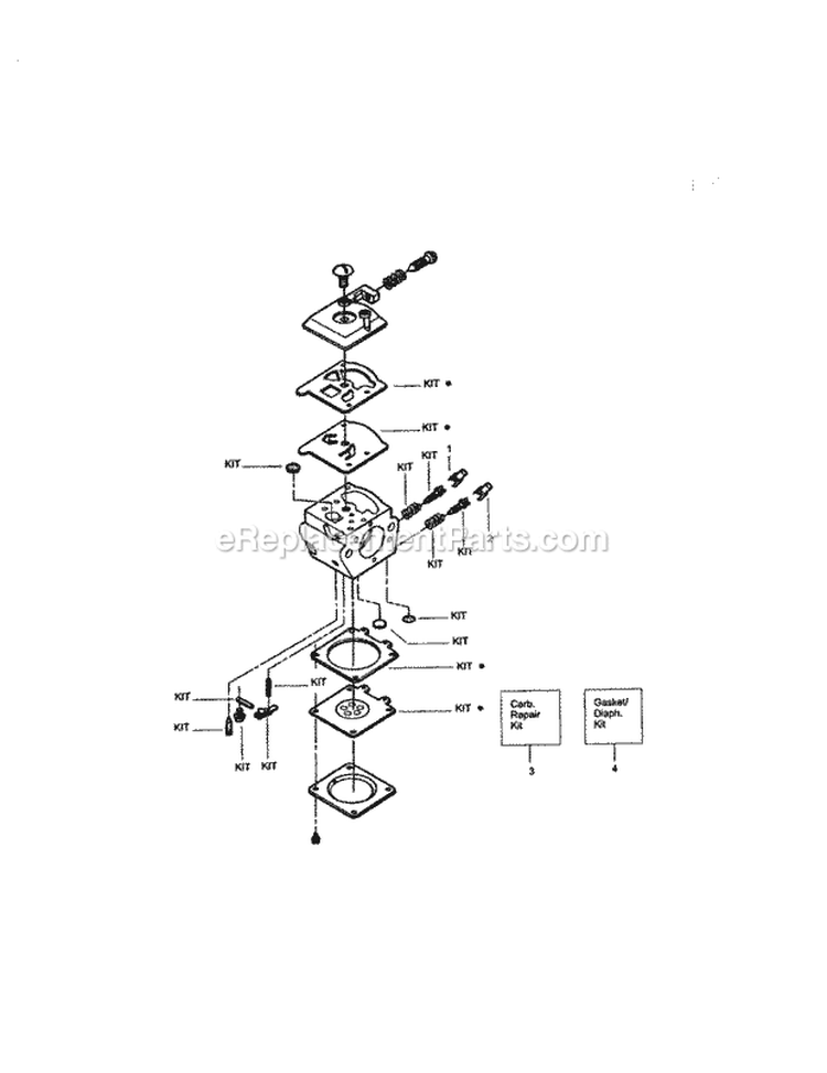 Carburetor Diagram and Parts List for 944411461  Craftsman Chainsaw