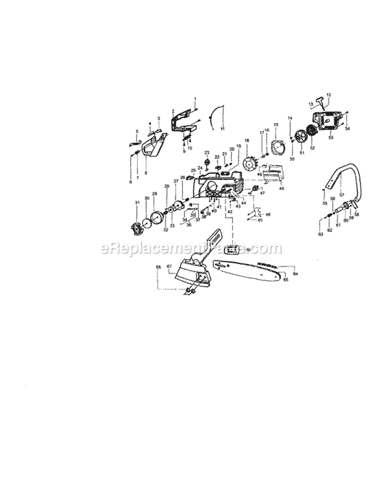 Blade / Handle / Chain Diagram and Parts List for 944411462  Craftsman Chainsaw