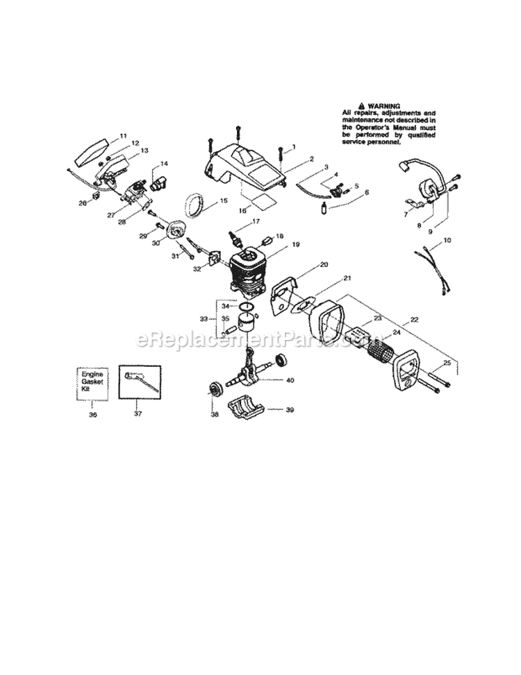 Page D Diagram and Parts List for 944414370  Craftsman Chainsaw