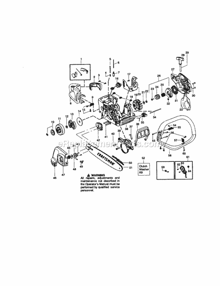 Chassis / Bar / Chain Diagram and Parts List for 944415371  Craftsman Chainsaw