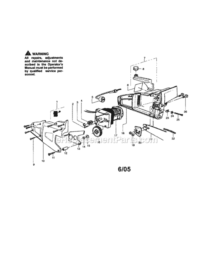 Chainsaw Assembly Diagram and Parts List for 944417341  Craftsman Chainsaw
