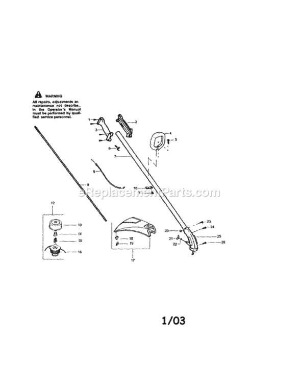 Page A Diagram and Parts List for 944512551  Craftsman Trimmer