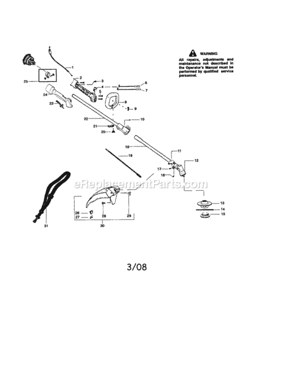 Page A Diagram and Parts List for 944515581  Craftsman Trimmer