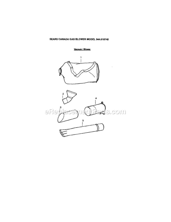 Page C Diagram and Parts List for 944515742  Craftsman Leaf Blower / Vacuum