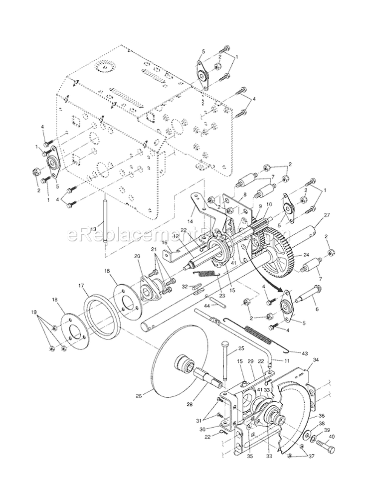 Drive Diagram and Parts List for 944524593  Craftsman Snow Blower