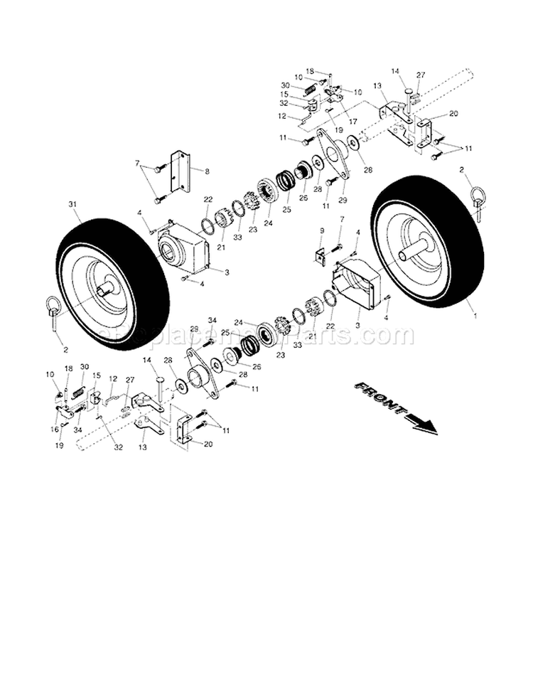 Wheels Diagram and Parts List for 944524593  Craftsman Snow Blower