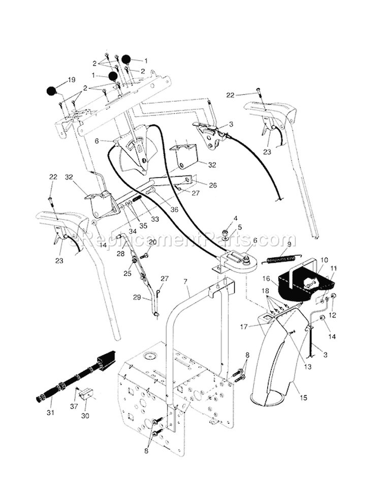 Control Panel/Discharge C... Diagram and Parts List for 944527700  Craftsman Snow Blower