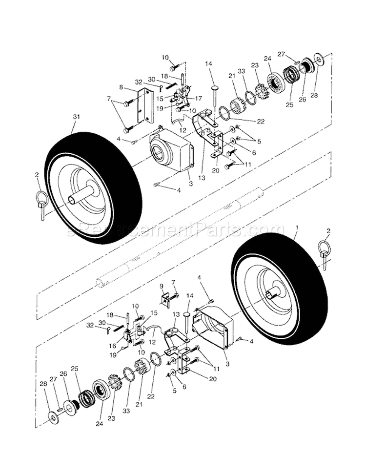 Wheels Diagram and Parts List for 944527700  Craftsman Snow Blower