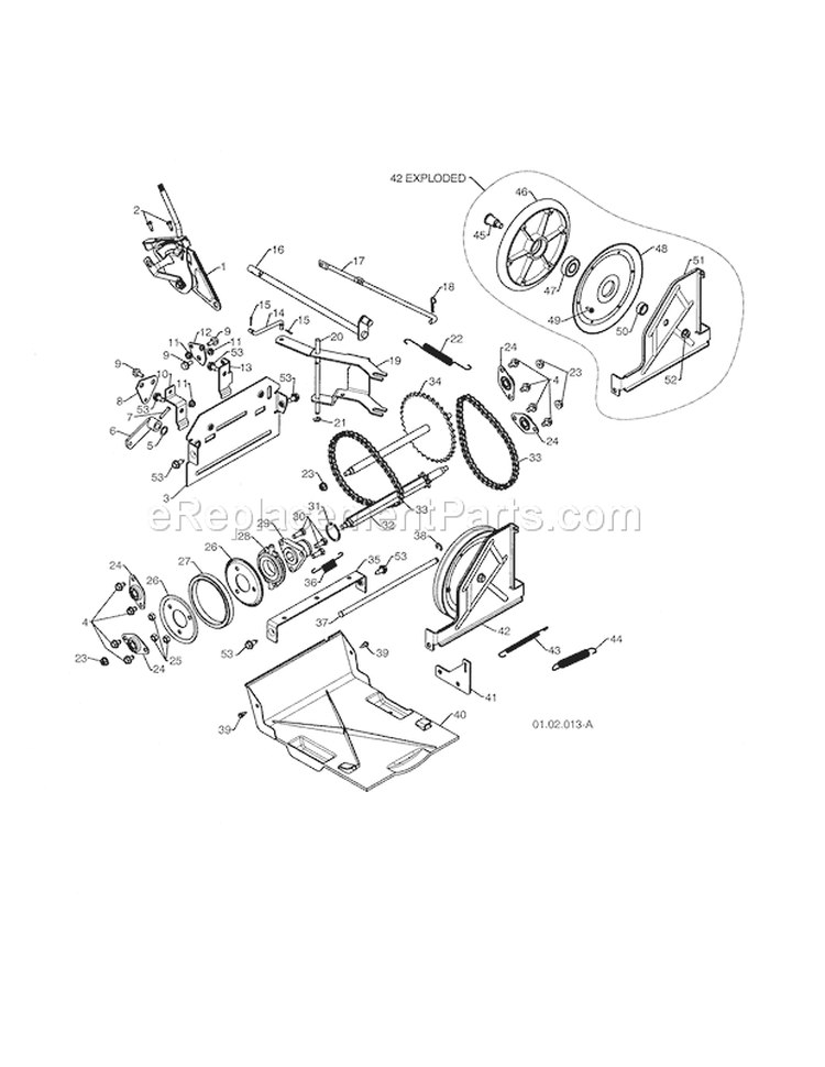 Drive Diagram and Parts List for 944528117  Craftsman Snow Blower